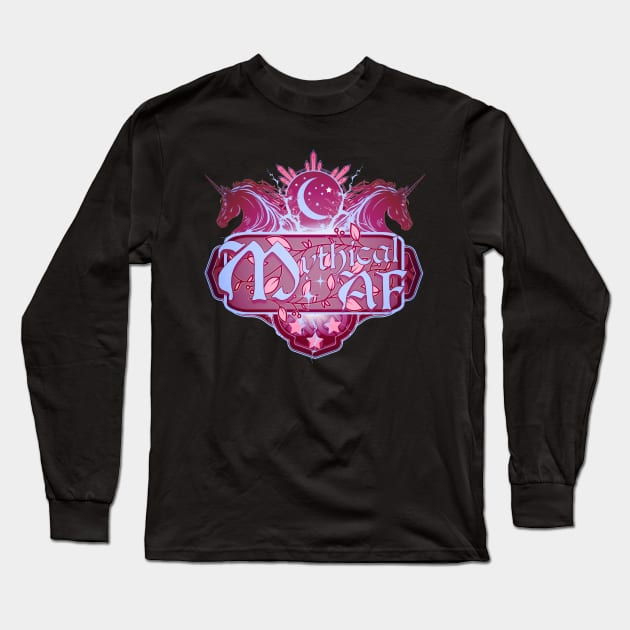 Mythical AF Pink Unicorn and Blue Moon Long Sleeve T-Shirt by mythikcreationz